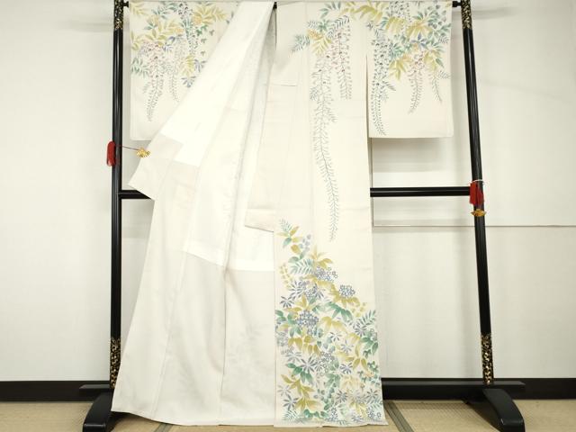 平和屋着物●訪問着　友禅　枝花文　正絹　逸品　AABH7134cs