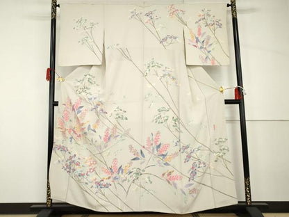 平和屋着物●本加賀友禅作家　杉村典重　訪問着　枝花文　正絹　逸品　AABH7128cs