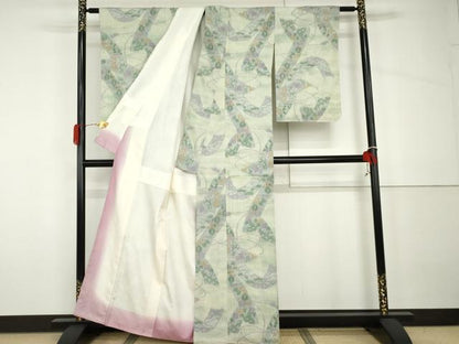 平和屋着物●本場結城紬　重要無形文化財　奥順　100亀甲　もろ入り　鬘帯吉祥花文　証紙付き　正絹　逸品　AABH7131cs