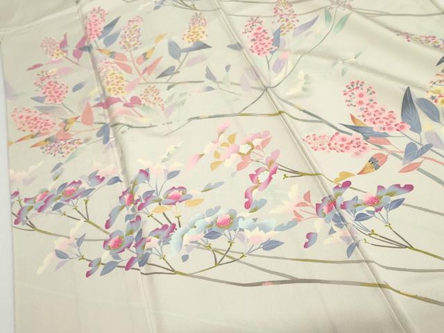 平和屋着物●本加賀友禅作家　杉村典重　訪問着　枝花文　正絹　逸品　AABH7128cs