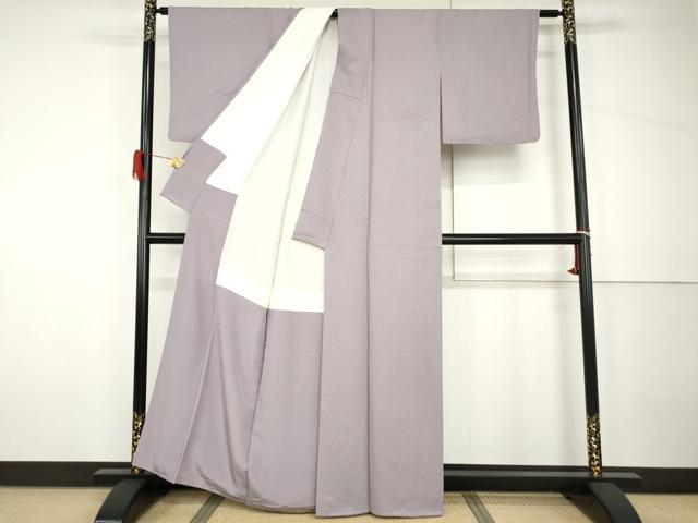 平和屋着物●上質な色無地　紋意匠　薄葡萄色　正絹　逸品　AABH7141cs