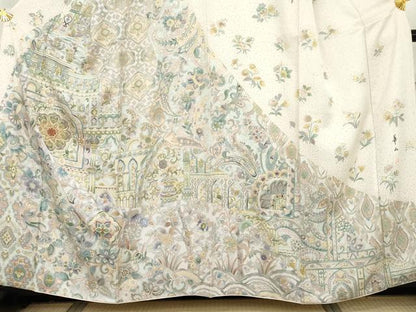平和屋着物●訪問着　作家物　刺繍　正倉院更紗花鳥文　金彩　正絹　逸品　AABH7135cs