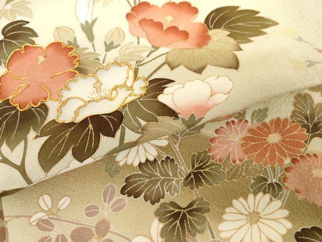 平和屋着物○訪問着 友禅 駒刺繍 雲取枝花文 暈し