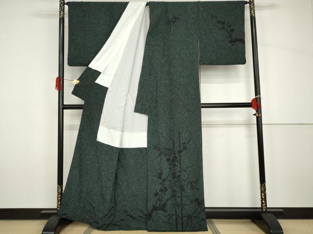 平和屋着物●染色家　岸上純平　訪問着　笹竹梅文　たたき染め　正絹　逸品　AABH7171cs