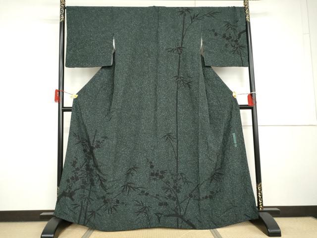 平和屋着物●染色家　岸上純平　訪問着　笹竹梅文　たたき染め　正絹　逸品　AABH7171cs