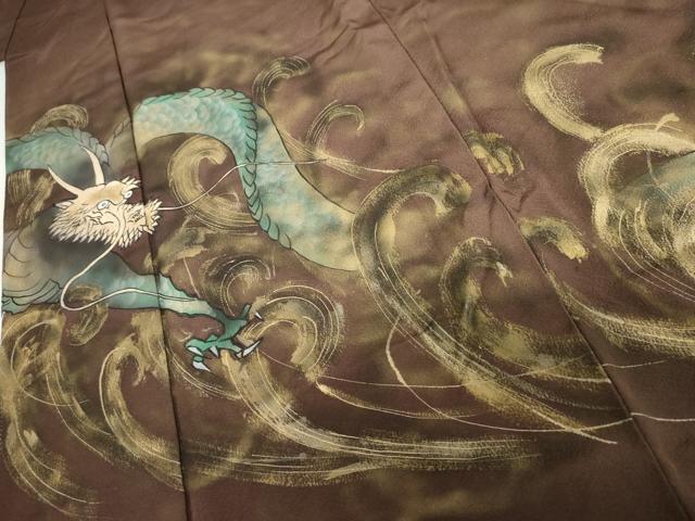平和屋着物●訪問着　手描き　龍　暈し染め　金彩　正絹　逸品　AABH7181cs 平和屋着物○訪問着 手描き 龍 暈し染め 金彩 正絹 逸品 AABH7181cs