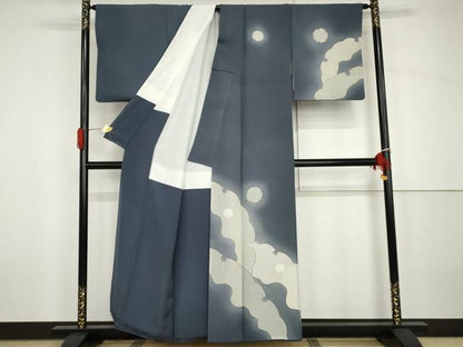 平和屋着物●訪問着　駒刺繍　鹿の子雪輪文　暈し染め　正絹　逸品　AABH7182cs