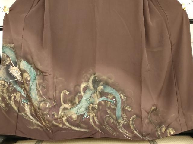 平和屋着物●訪問着　手描き　龍　暈し染め　金彩　正絹　逸品　AABH7181cs 平和屋着物○訪問着 手描き 龍 暈し染め 金彩 正絹 逸品 AABH7181cs