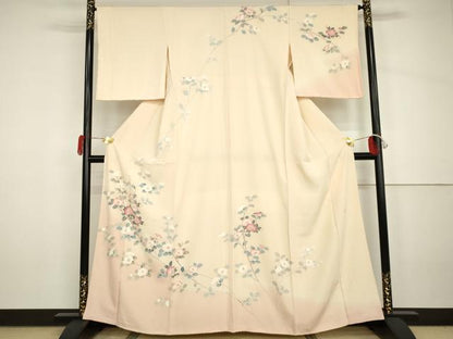 平和屋着物●訪問着　友禅　作家物　枝花文　暈し染め　正絹　逸品　未使用　AABH7177cs