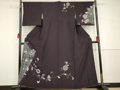 平和屋着物●訪問着　正倉院更紗花唐草文　暈し染め　金彩　正絹　逸品　AABH7178cs