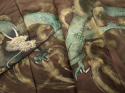 平和屋着物●訪問着　手描き　龍　暈し染め　金彩　正絹　逸品　AABH7181cs
