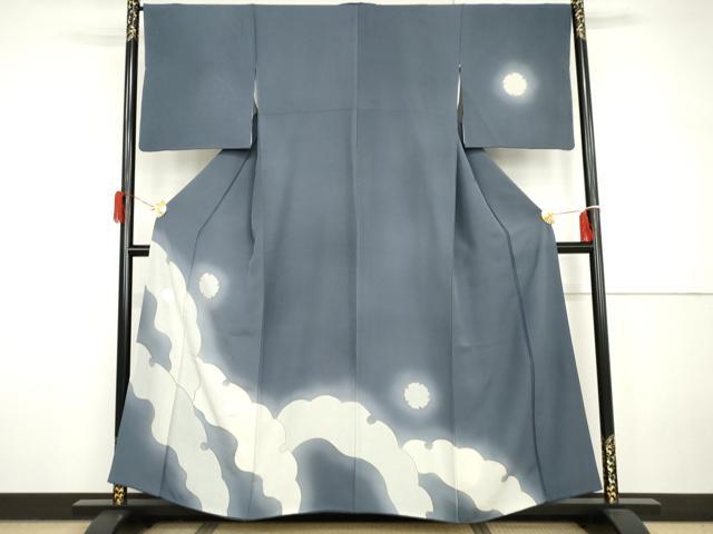 平和屋着物●訪問着　駒刺繍　鹿の子雪輪文　暈し染め　正絹　逸品　AABH7182cs