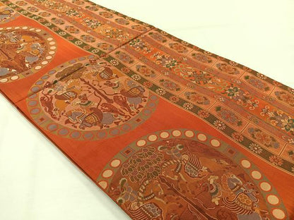 平和屋着物◎六通柄袋帯　狩猟文　正絹　逸品　AABH5549uk