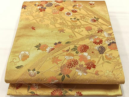 平和屋着物◎六通柄袋帯　唐織　吹き寄せ花文　金糸　鈴乃屋扱い　正絹　逸品　AABH5543uk