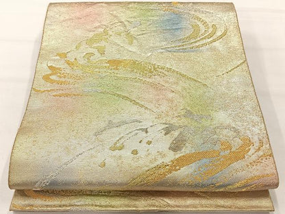 平和屋着物◎六通柄袋帯　流水文　金銀糸　三越扱い　正絹　逸品　AABH5534uk