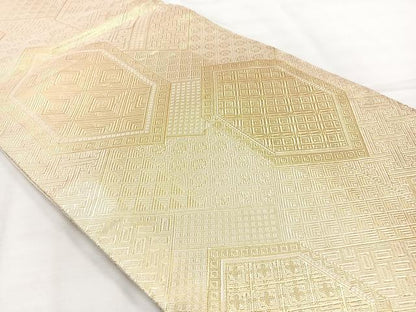 平和屋着物◎佐賀錦　全通柄袋帯　亀甲文　金糸　正絹　逸品　AABH5536uk