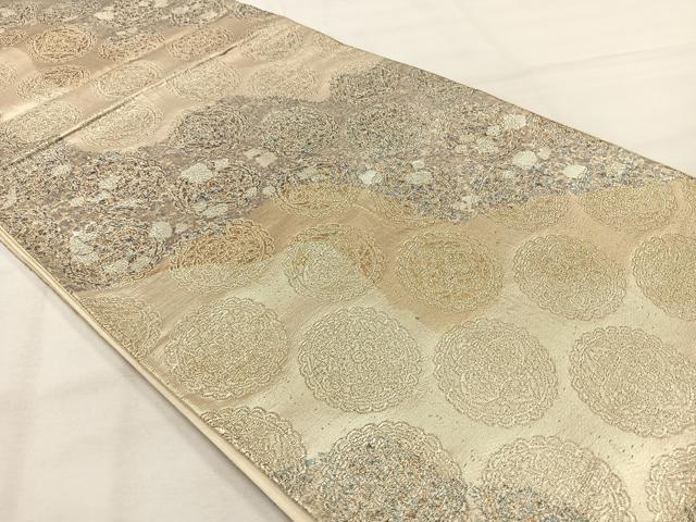 平和屋着物◎六通柄袋帯　花丸文　銀糸　正絹　逸品　AABH5537uk