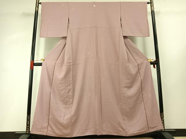 平和屋着物●上質な色無地　草花地紋　石竹色　正絹　逸品　AABH4818fy