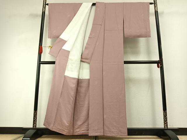 平和屋着物●上質な色無地　草花地紋　石竹色　正絹　逸品　AABH4818fy