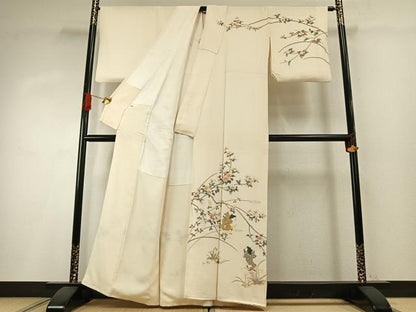 平和屋着物●訪問着　作家物　人物枝花文　金彩　正絹　逸品　AABH4841fy