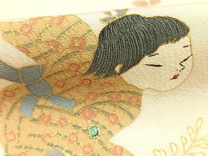 平和屋着物●訪問着　作家物　人物枝花文　金彩　正絹　逸品　AABH4841fy