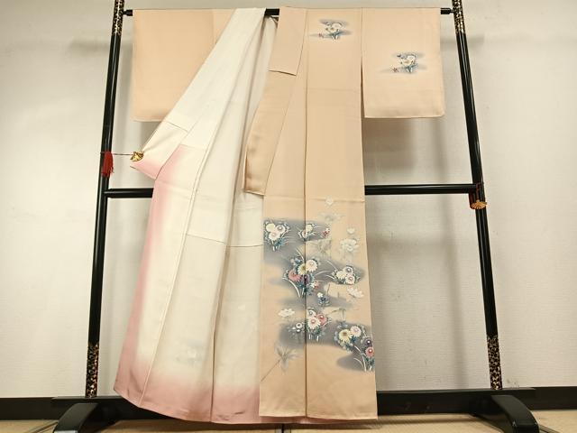 平和屋着物●訪問着　友禅　草花文　暈し染め　正絹　逸品　未使用　AABH4837fy
