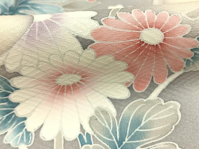 平和屋着物●訪問着　友禅　草花文　暈し染め　正絹　逸品　未使用　AABH4837fy