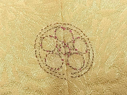 平和屋着物●上質な色無地　狢菊花地紋　蜂蜜色　正絹　逸品　AABH4834fy