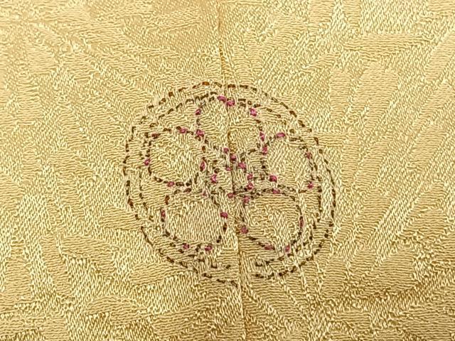 平和屋着物●上質な色無地　狢菊花地紋　蜂蜜色　正絹　逸品　AABH4834fy