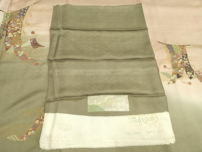 平和屋着物●訪問着　蘇州刺繍　几帳花文　暈し染め　金彩　反端付き　正絹　逸品　AABH4830fy