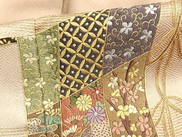 平和屋着物●訪問着　蘇州刺繍　几帳花文　暈し染め　金彩　反端付き　正絹　逸品　AABH4830fy