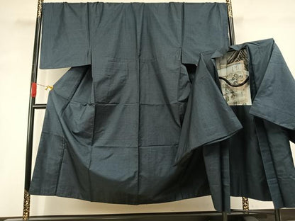 平和屋着物●男性　本場大島紬　アンサンブル　100亀甲　総詰め　キングサイズ　正絹　逸品　AABH4847fy