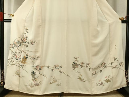 平和屋着物●訪問着　作家物　人物枝花文　金彩　正絹　逸品　AABH4841fy