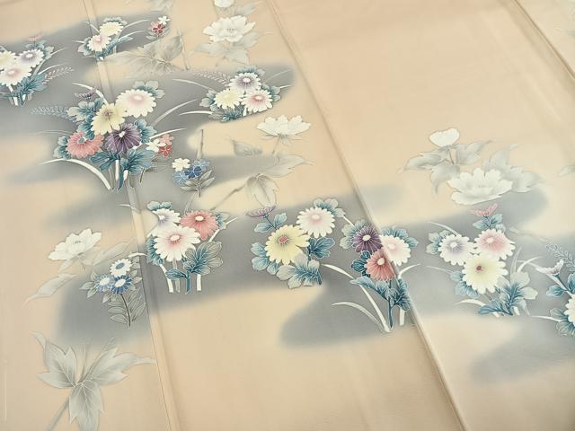 平和屋着物●訪問着　友禅　草花文　暈し染め　正絹　逸品　未使用　AABH4837fy