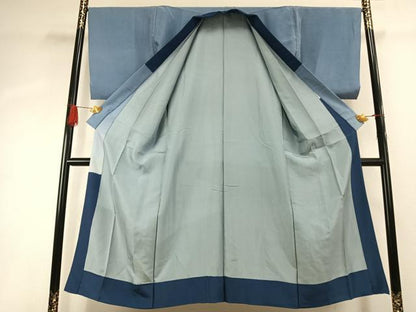 平和屋着物●男性　長襦袢　袷　絞り　富士山　松　暈し染め　正絹　逸品　AABH4854fy