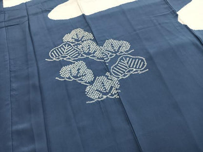 平和屋着物●男性　長襦袢　袷　絞り　富士山　松　暈し染め　正絹　逸品　AABH4854fy