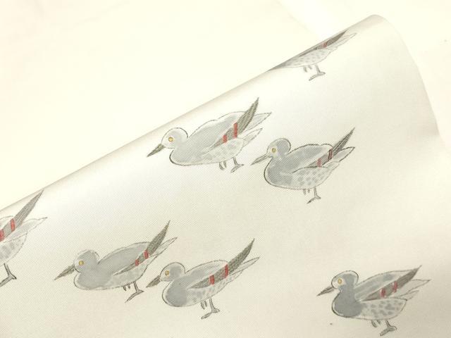 平和屋着物○塩瀬 九寸名古屋帯 手描き 鳩 金彩 正絹 逸品 CABE9516dy