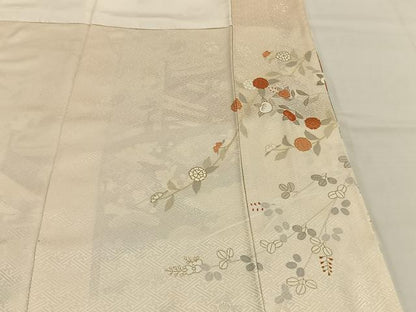 平和屋着物●訪問着　作家物　幔幕　枝花文　金彩　正絹　逸品　AABH4876fy
