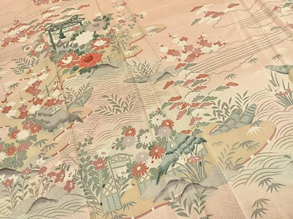 平和屋着物●訪問着　友禅　貝桶花文　暈し染め　正絹　逸品　AABH4873fy