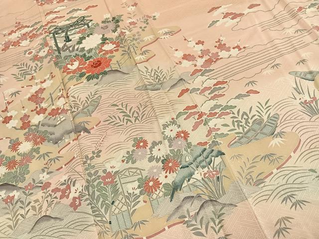 平和屋着物●訪問着　友禅　貝桶花文　暈し染め　正絹　逸品　AABH4873fy