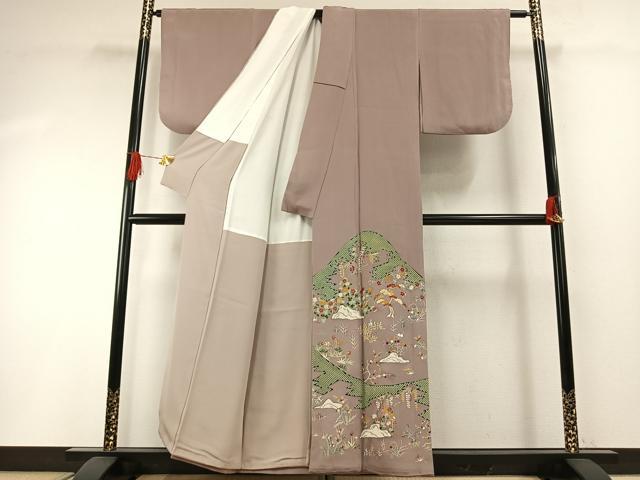 平和屋着物○豪華色留袖 友禅 駒刺繍 風景花文 金彩 正絹 逸品
