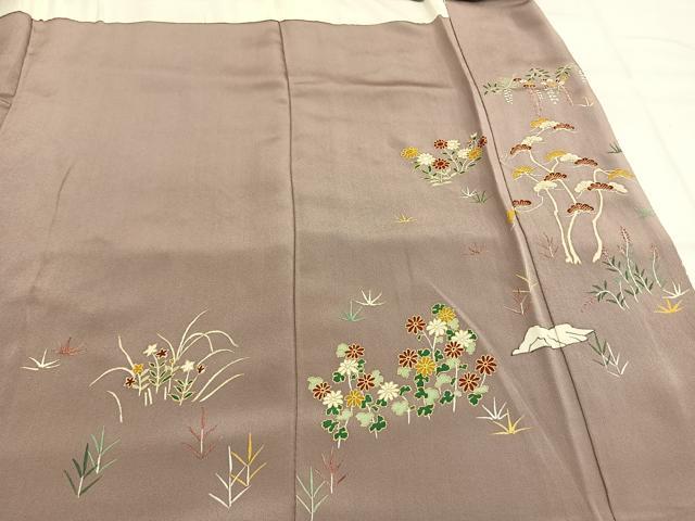 平和屋着物○豪華色留袖 友禅 駒刺繍 風景花文 金彩 正絹 逸品