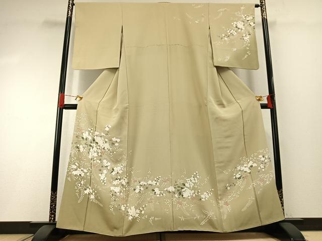 平和屋着物○訪問着 友禅 枝花文 暈し染め 正絹 逸品 AABH4894fy