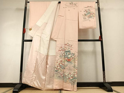平和屋着物●訪問着　友禅　貝桶花文　暈し染め　正絹　逸品　AABH4873fy