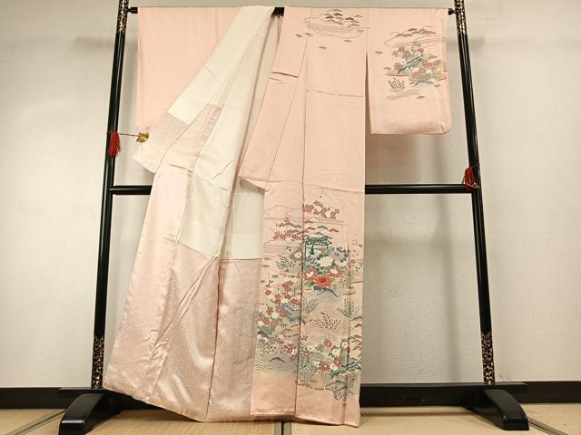 平和屋着物●訪問着　友禅　貝桶花文　暈し染め　正絹　逸品　AABH4873fy