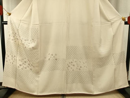 平和屋着物●訪問着　刺繍　舞花文　銀糸　銀彩　正絹　逸品　AABH4882fy