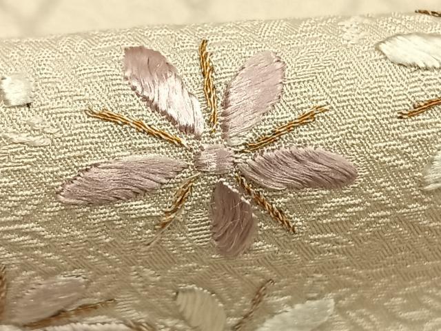 平和屋着物●訪問着　刺繍　舞花文　銀糸　銀彩　正絹　逸品　AABH4882fy