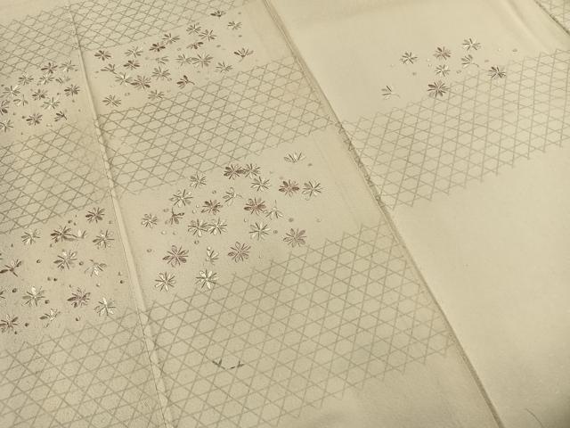 平和屋着物●訪問着　刺繍　舞花文　銀糸　銀彩　正絹　逸品　AABH4882fy