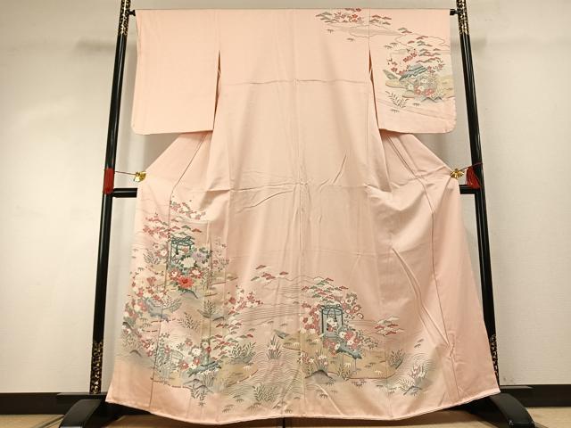 平和屋着物●訪問着　友禅　貝桶花文　暈し染め　正絹　逸品　AABH4873fy