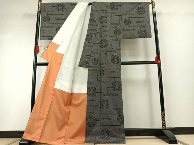 平和屋着物●本場大島紬　一元絣　亀甲花文　山口茂美作　証紙付き　正絹　逸品　AABH4890fy 平和屋着物○本場大島紬 一元絣 亀甲花文 山口茂美作 証紙付き